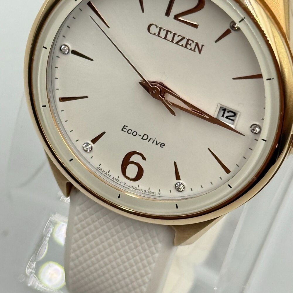 Citizen Chandler FE6103-00A Womens White Crystal Eco-Drive Gold Watch - Picture 8 of 16